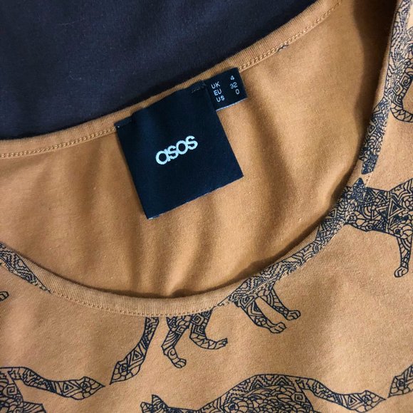 ASOS Coyote Black & Orange Smock Dress (0) - Picture 4 of 4